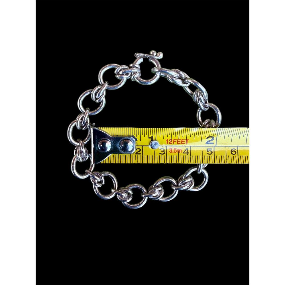 Vintage Peru 950 Sterling Silver Heavy Chain Link Bracelet 7" 25g - Picture 4 of 13